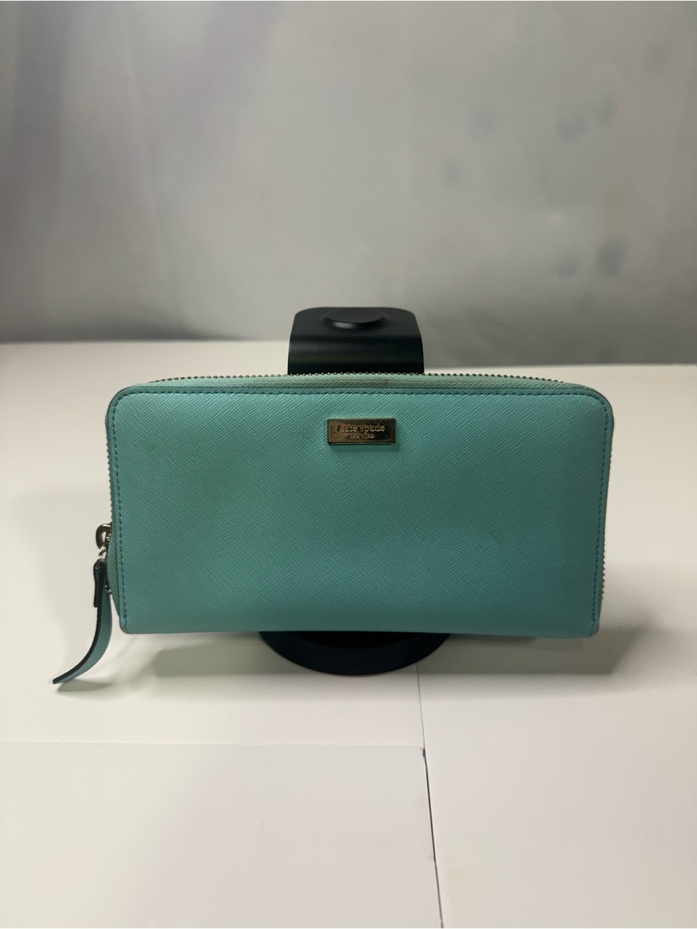 kate spade Turquoise Zip Wallet with Gold Plaque